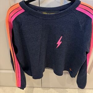 Aviator Nation BOLT EMBROIDERY CLASSIC CROPPED CREW SWEATSHIRT